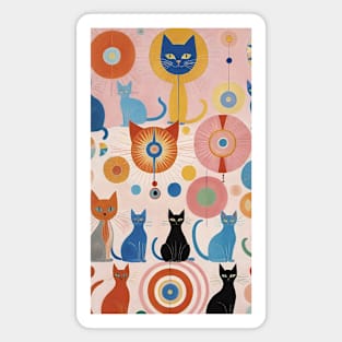 Hilma af Klint's Feline Dreamscape: Abstract Whimsy Magnet